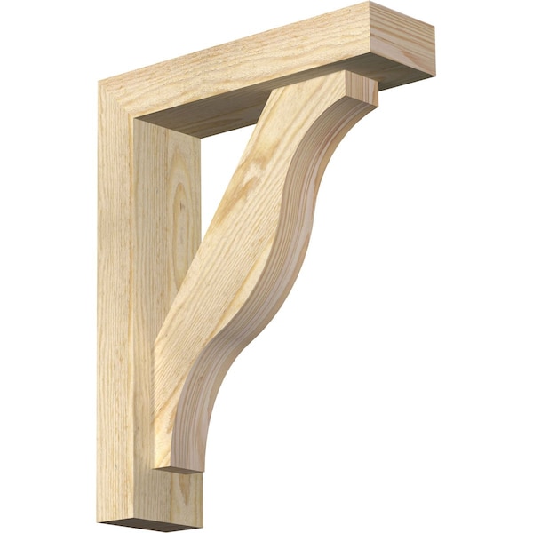 Ekena Millwork Funston Block Rough Sawn Bracket w/ Offset Brace, Douglas Fir, 4"W x 14"D x 18"H BKT0402X14X18FST05RDF - main